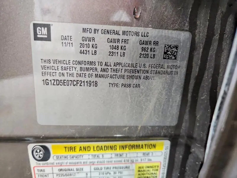 2012 CHEVROLET MALIBU 2LT  