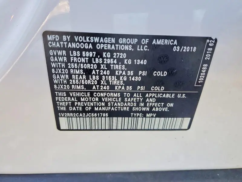 2018 VOLKSWAGEN ATLAS SEL  