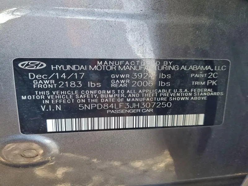 2018 HYUNDAI ELANTRA SEL  