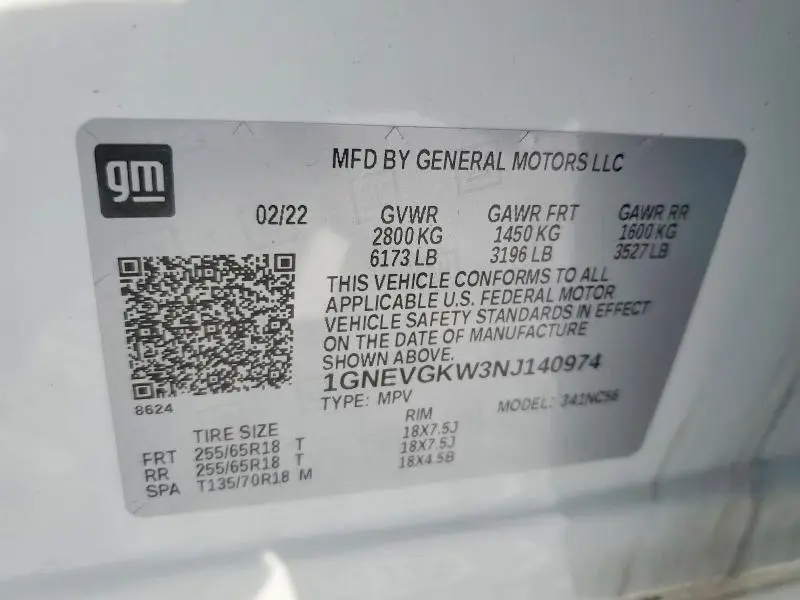 2022 CHEVROLET TRAVERSE LT  