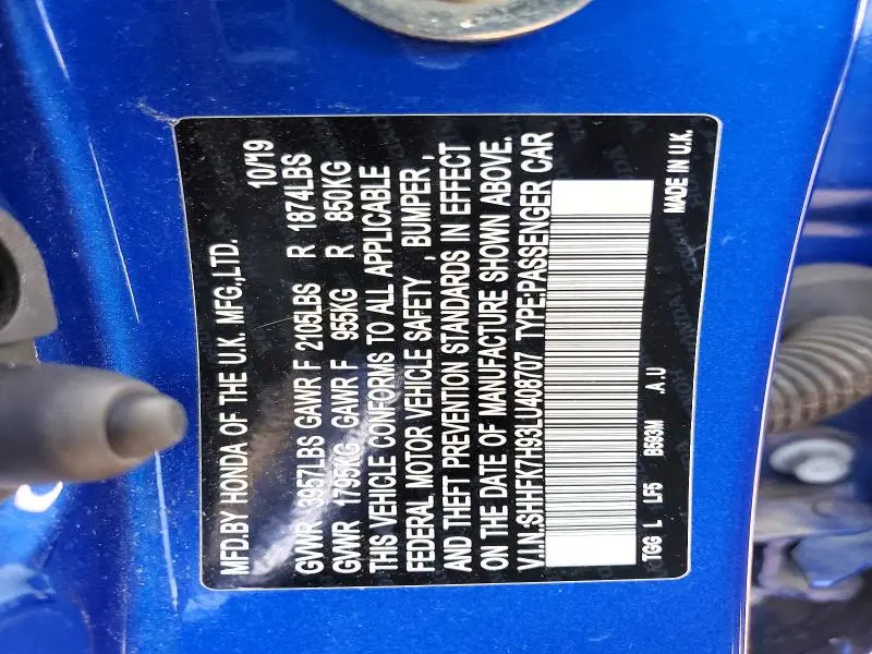 2020 HONDA CIVIC SPORT TOURING  