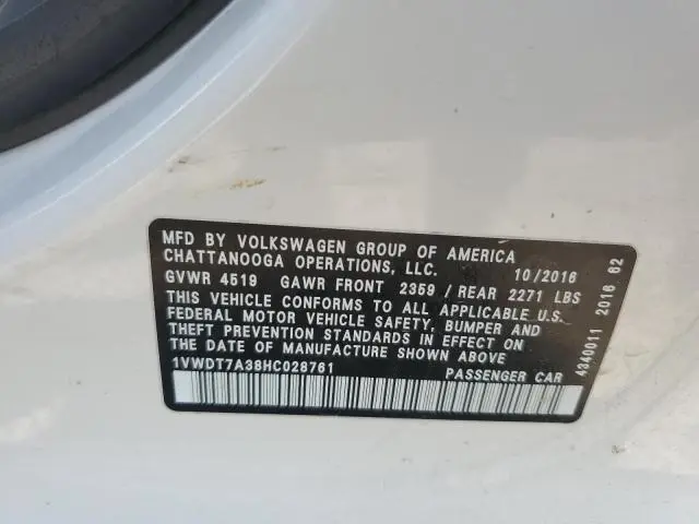 2017 VOLKSWAGEN PASSAT R-LINE