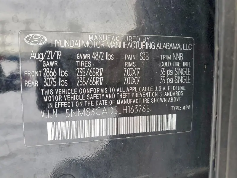 2020 HYUNDAI SANTA FE SEL  