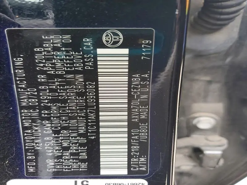 2020 TOYOTA CAMRY LE  