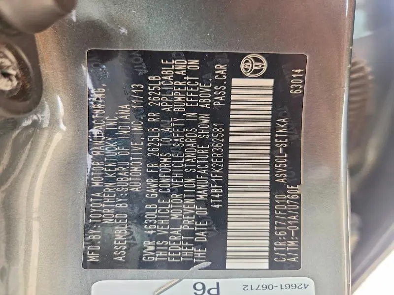 2014 TOYOTA CAMRY LE  