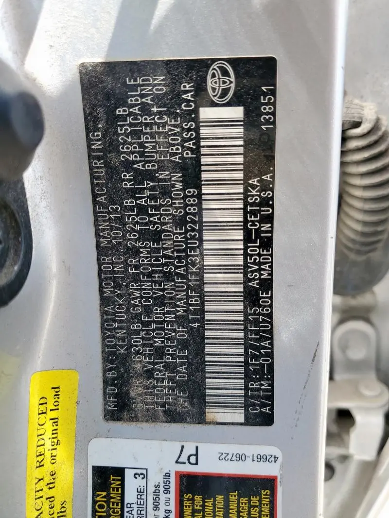 2014 TOYOTA CAMRY L  