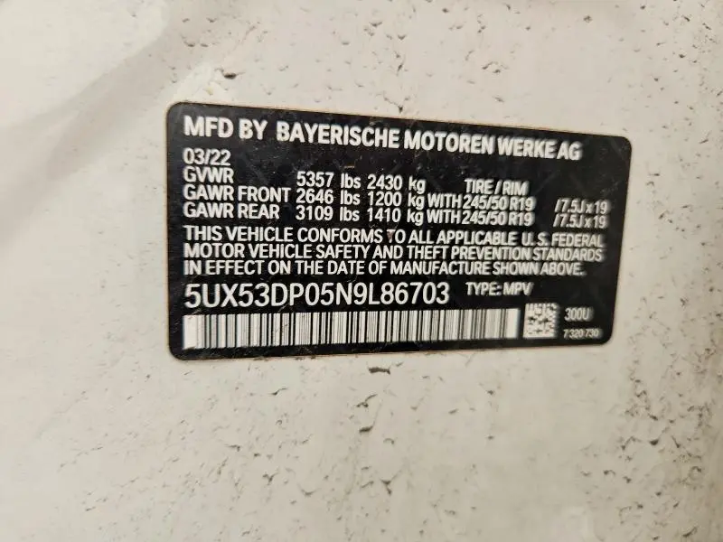 2022 BMW X3 XDRIVE30I  