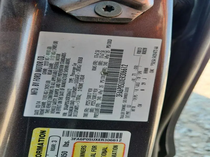 2014 FORD FUSION TITANIUM PHEV  