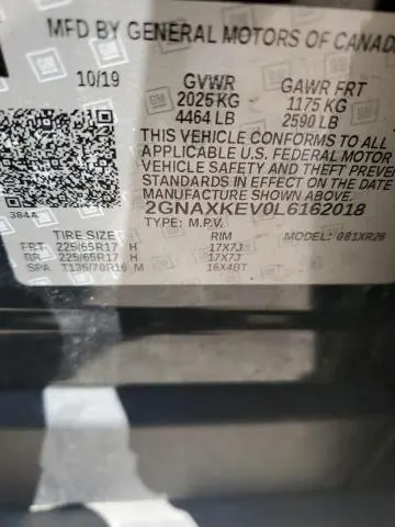 2020 CHEVROLET EQUINOX LT  