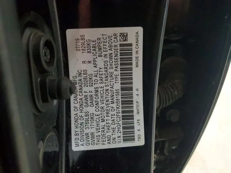 2019 HONDA CIVIC LX  