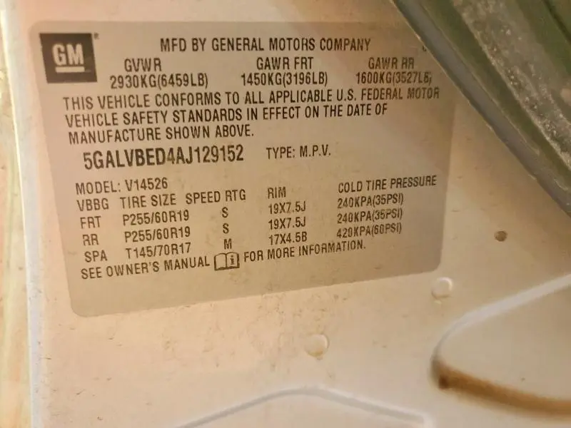 2010 BUICK ENCLAVE CXL  