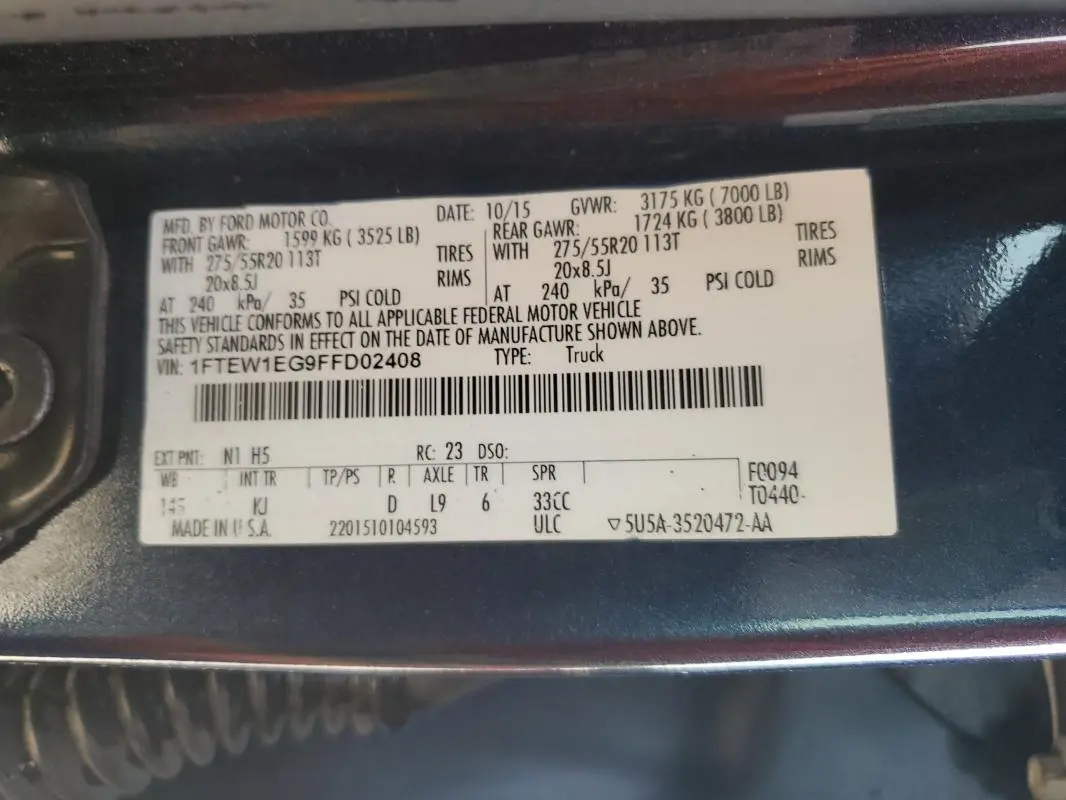 2015 FORD F150 SUPERCREW  