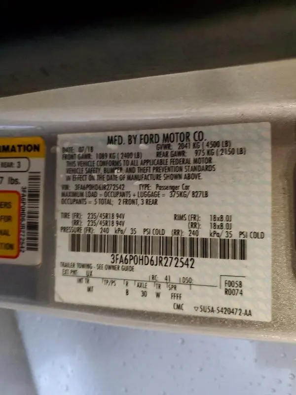 2018 FORD FUSION SE  