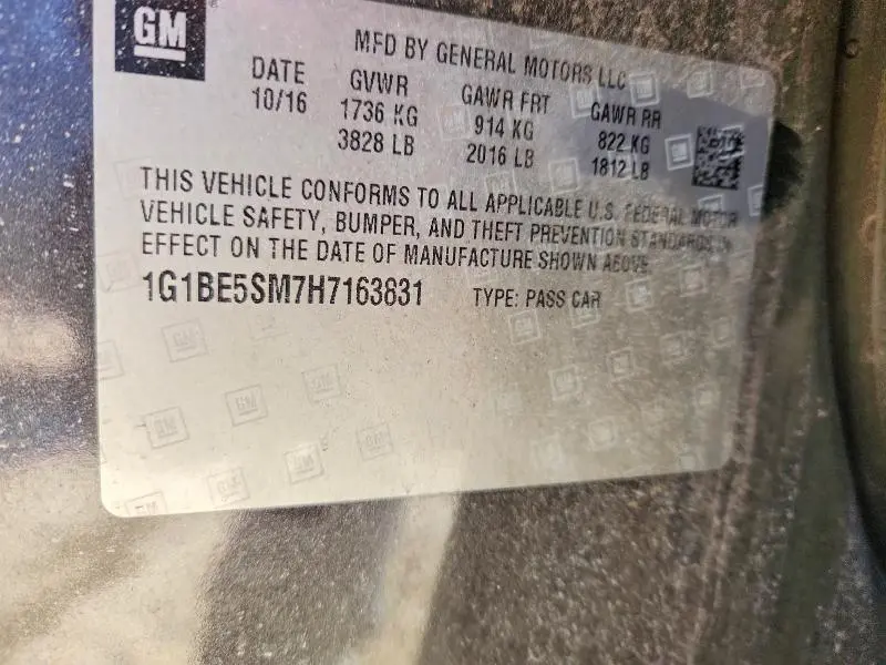 2017 CHEVROLET CRUZE LT  