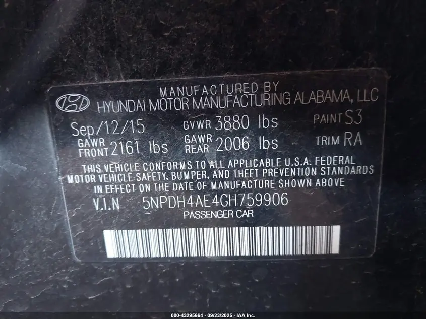 2016 HYUNDAI ELANTRA SE