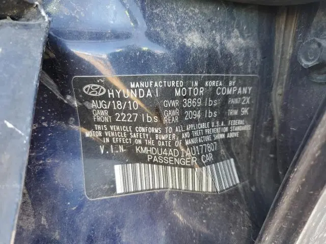 2010 HYUNDAI ELANTRA BLUE  