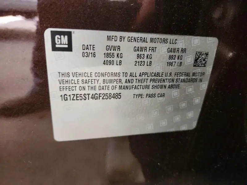2016 CHEVROLET MALIBU LT  