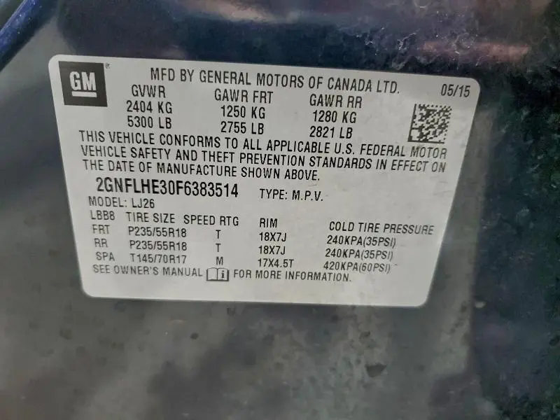 2015 CHEVROLET EQUINOX LTZ  