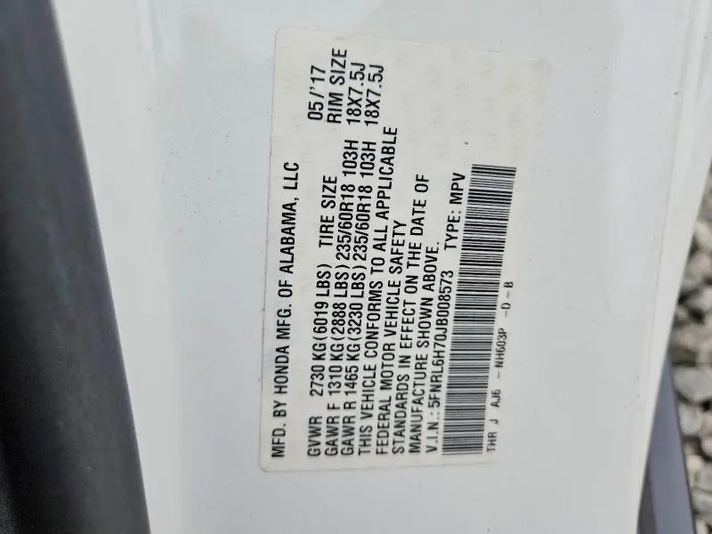 2018 HONDA ODYSSEY EXL  
