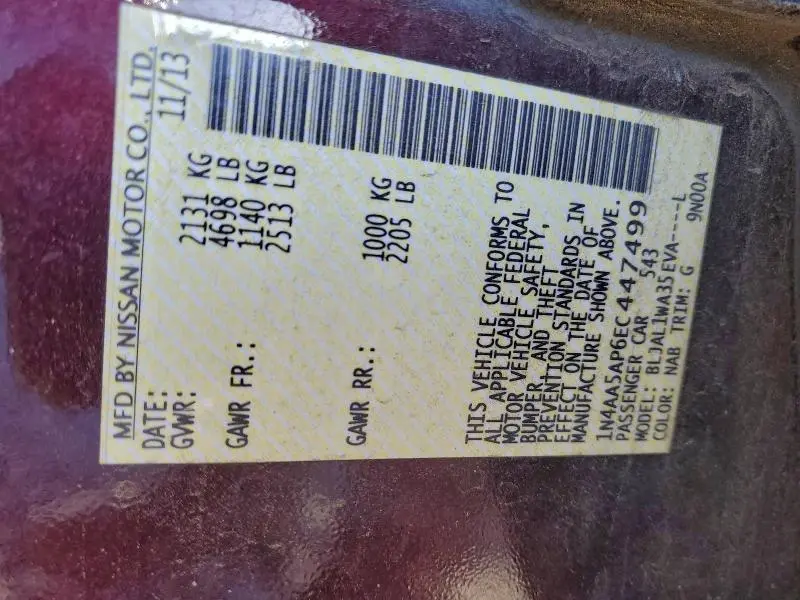 2014 NISSAN MAXIMA S  