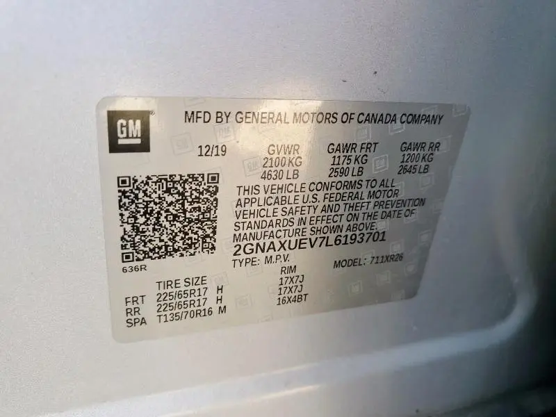 2020 CHEVROLET EQUINOX LT  