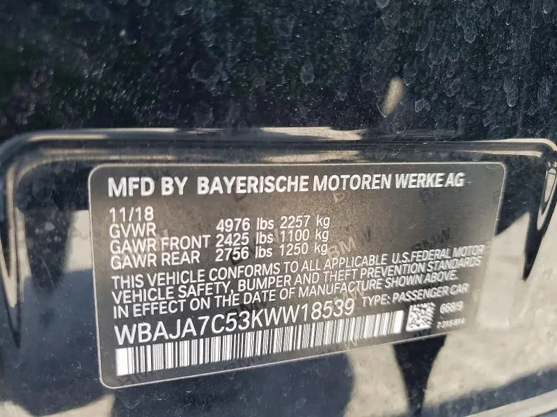 2019 BMW 530 XI  