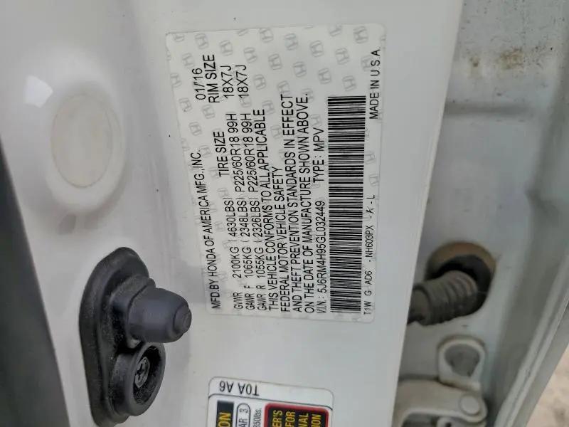 2016 HONDA CR-V TOURING  