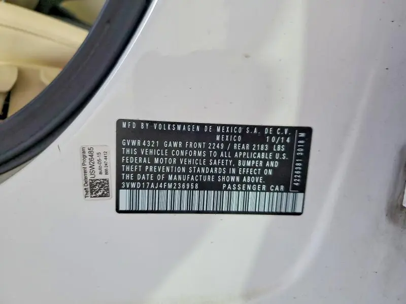 2015 VOLKSWAGEN JETTA SE  