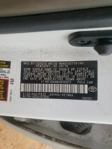 2011 TOYOTA CAMRY BASE