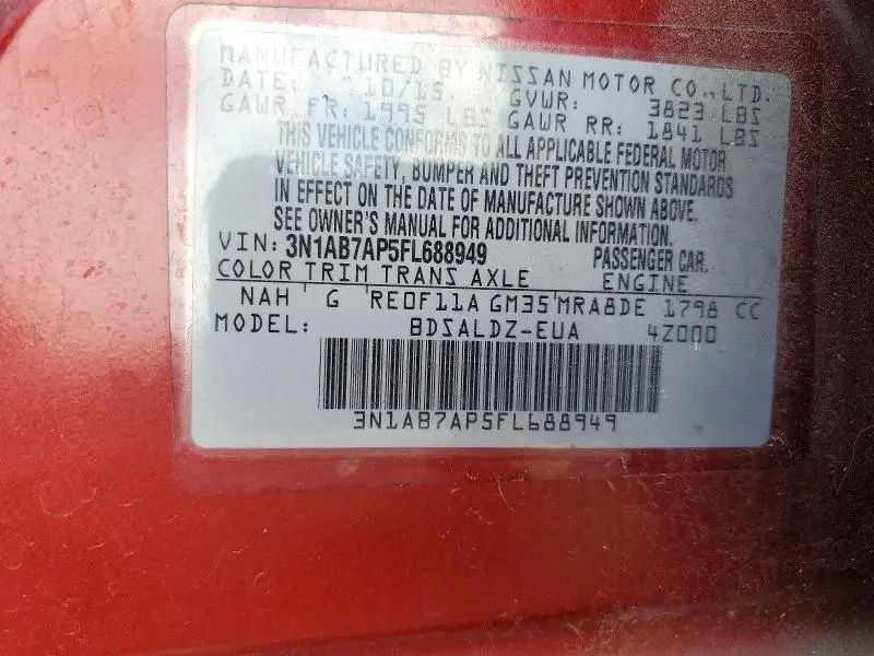 2015 NISSAN SENTRA SV  