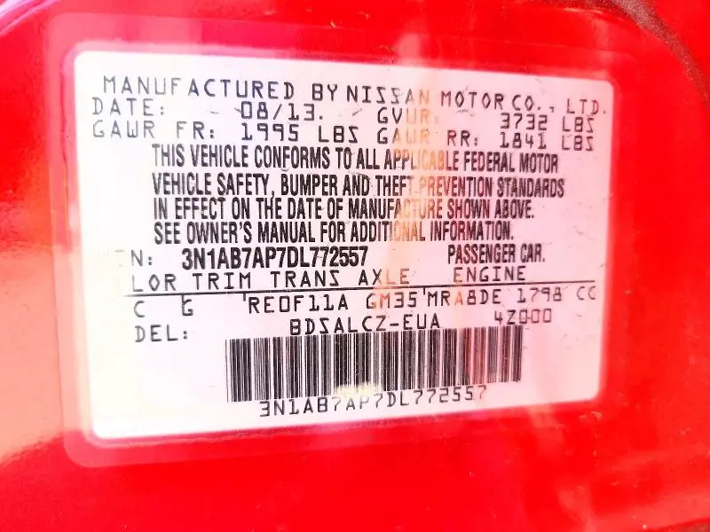 2013 NISSAN SENTRA S  