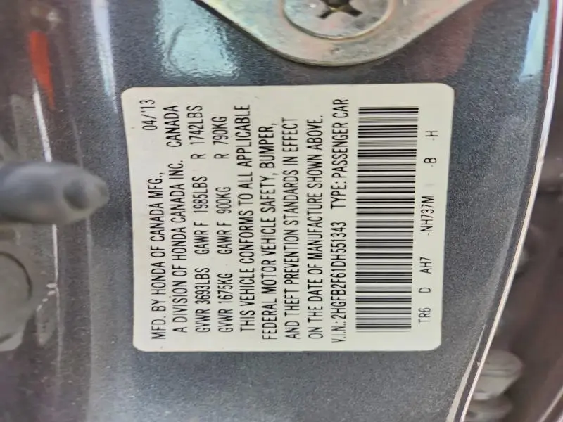 2013 HONDA CIVIC HF  