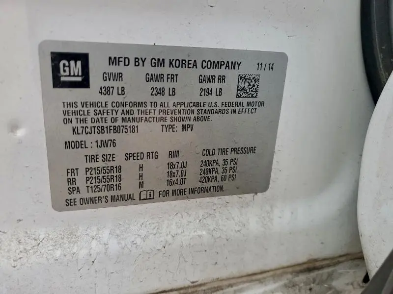 2015 CHEVROLET TRAX LTZ  