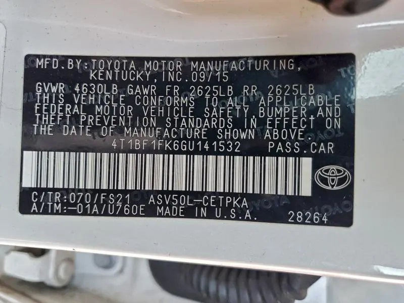 2016 TOYOTA CAMRY LE  