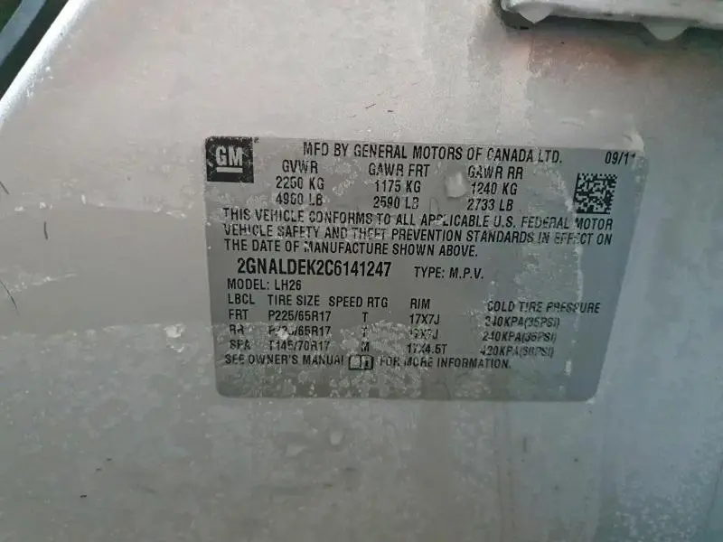 2012 CHEVROLET EQUINOX LT  