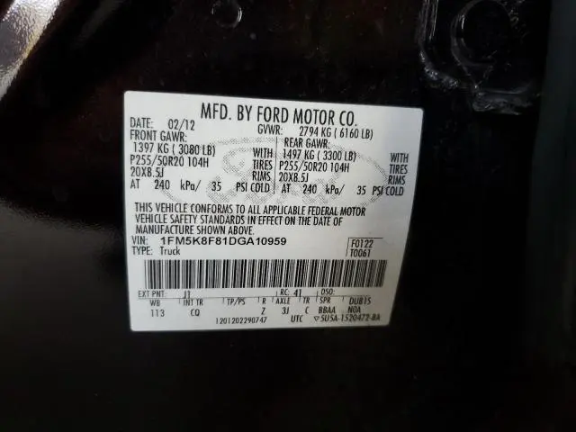 2013 FORD EXPLORER LIMITED  