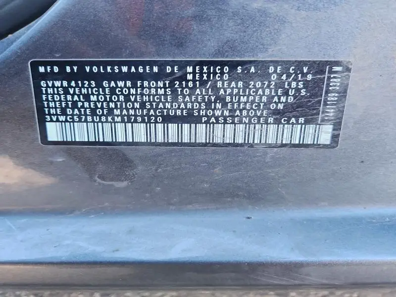 2019 VOLKSWAGEN JETTA S  