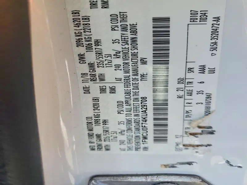 2019 FORD ESCAPE S  
