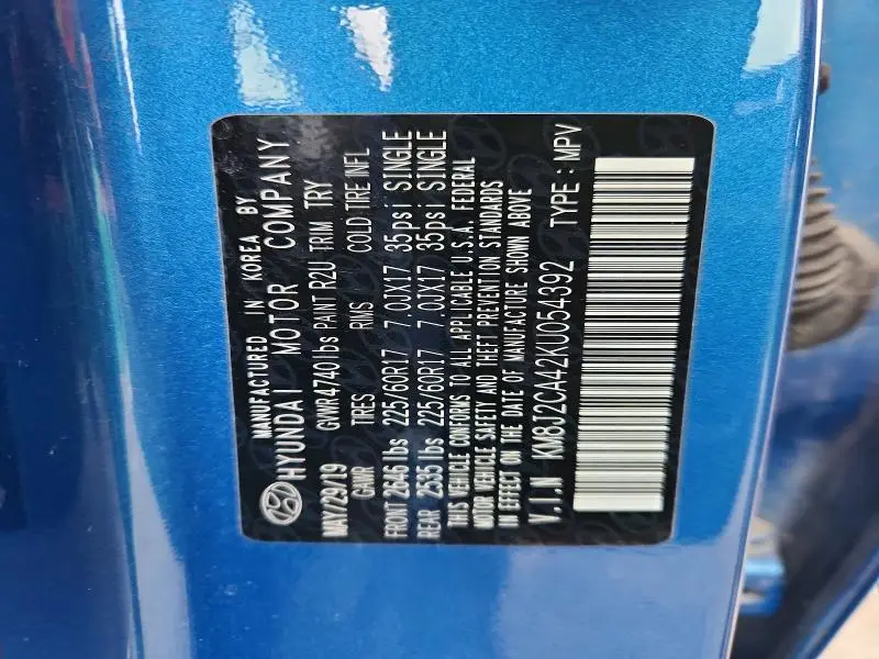 2019 HYUNDAI TUCSON SE  