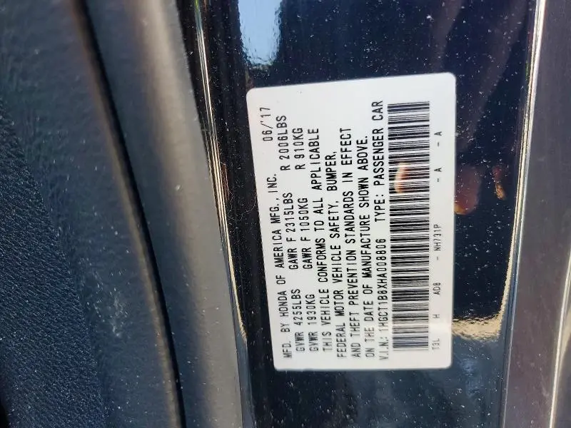 2017 HONDA ACCORD EXL  