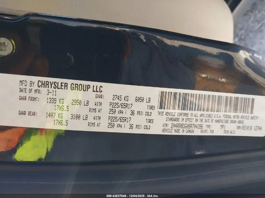 2011 CHRYSLER TOWN & COUNTRY TOURING-L