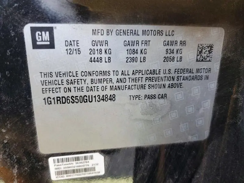 2016 CHEVROLET VOLT LTZ  