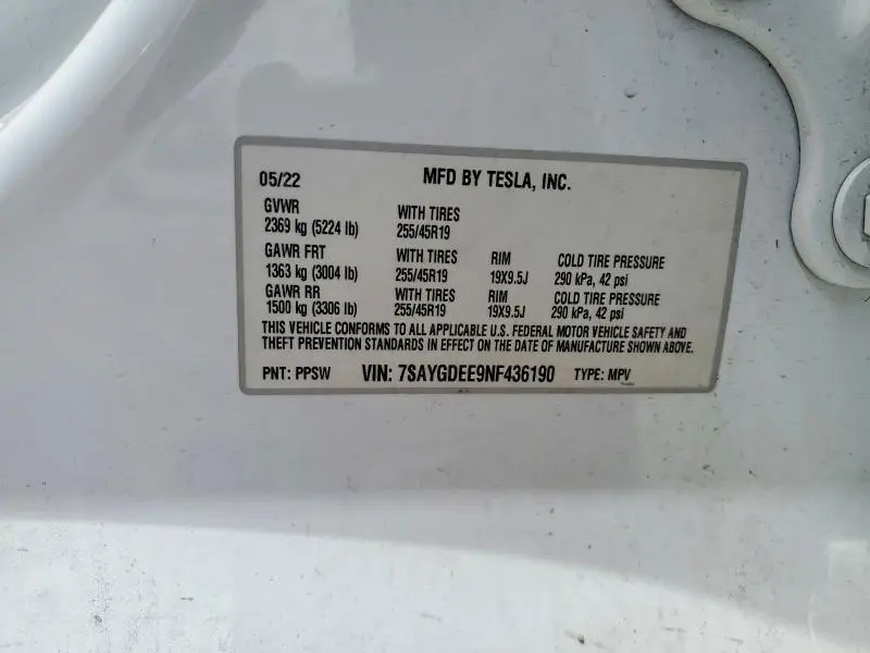 2022 TESLA MODEL Y   