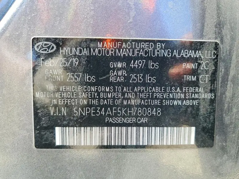 2019 HYUNDAI SONATA SEL  