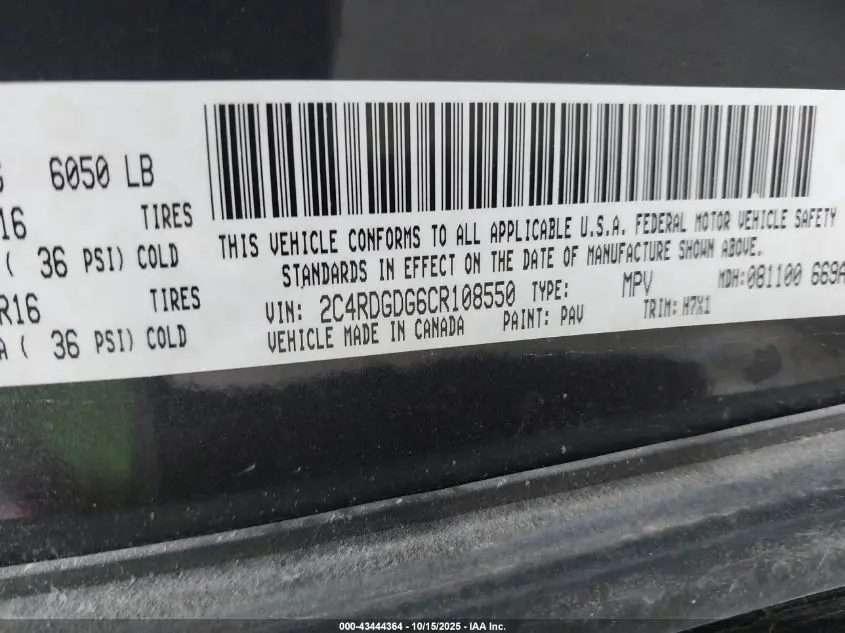 2012 DODGE GRAND CARAVAN CREW