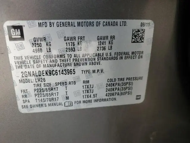 2012 CHEVROLET EQUINOX LT  