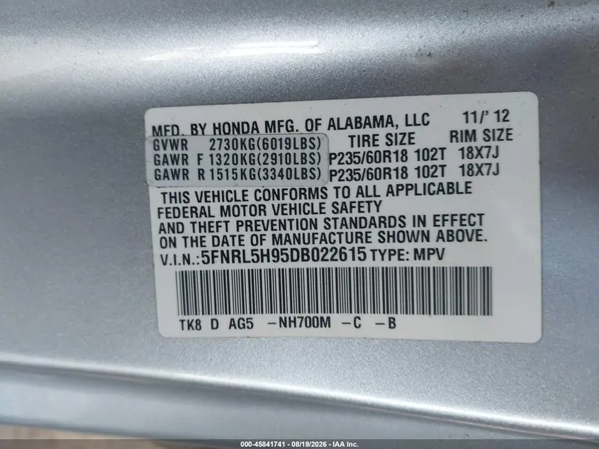 2013 HONDA ODYSSEY TOURING/TOURING ELITE