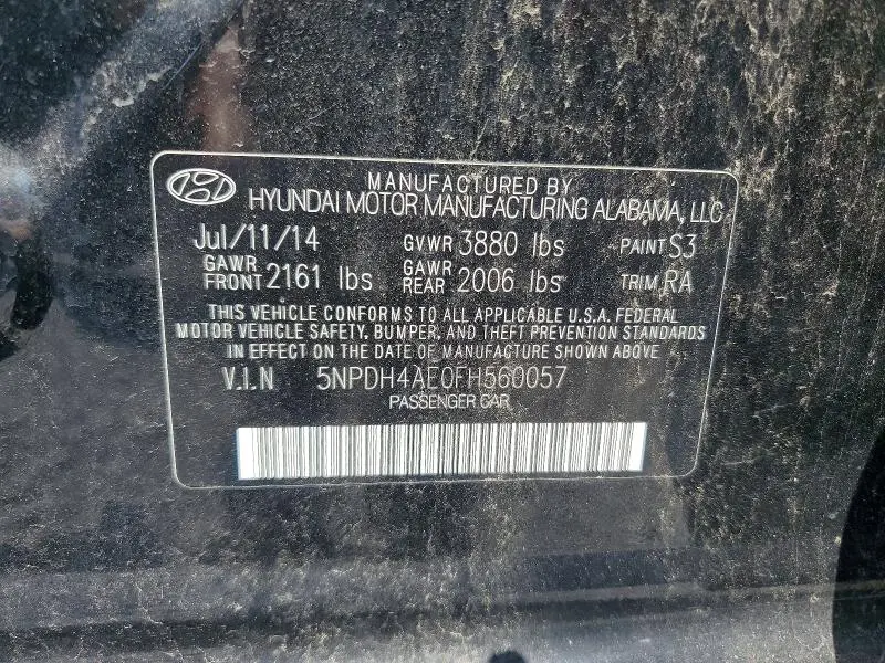2015 HYUNDAI ELANTRA SE  