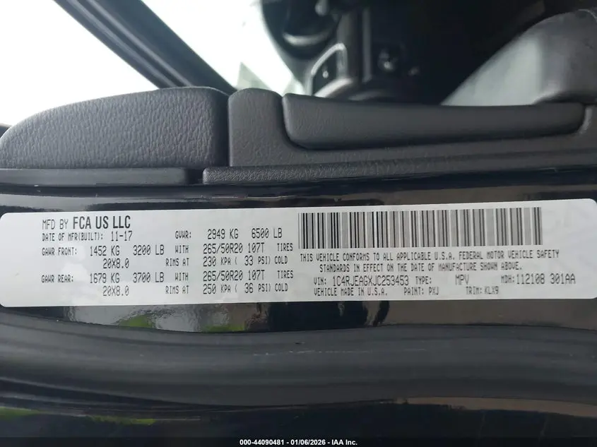 2018 JEEP GRAND CHEROKEE ALTITUDE 4X2