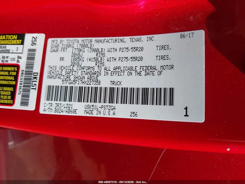 2017 TOYOTA TUNDRA 1794 5.7L V8